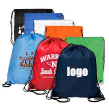 Custom Printed Logo 210d Polyester Drawstring Backpack Laundry Bag